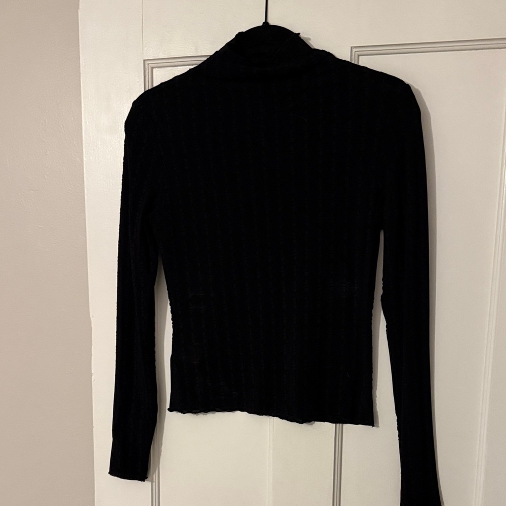 Commense Black Sheer Turtleneck Top - Picture 2 of 5